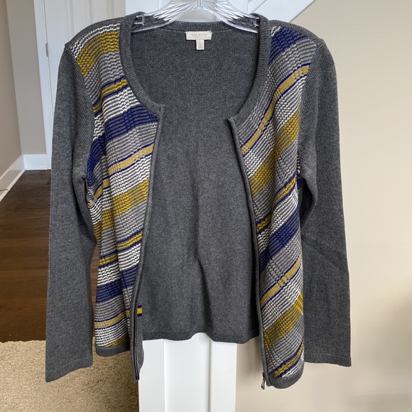 Talbots striped zip up sweater NWOT - Picture 4 of 6